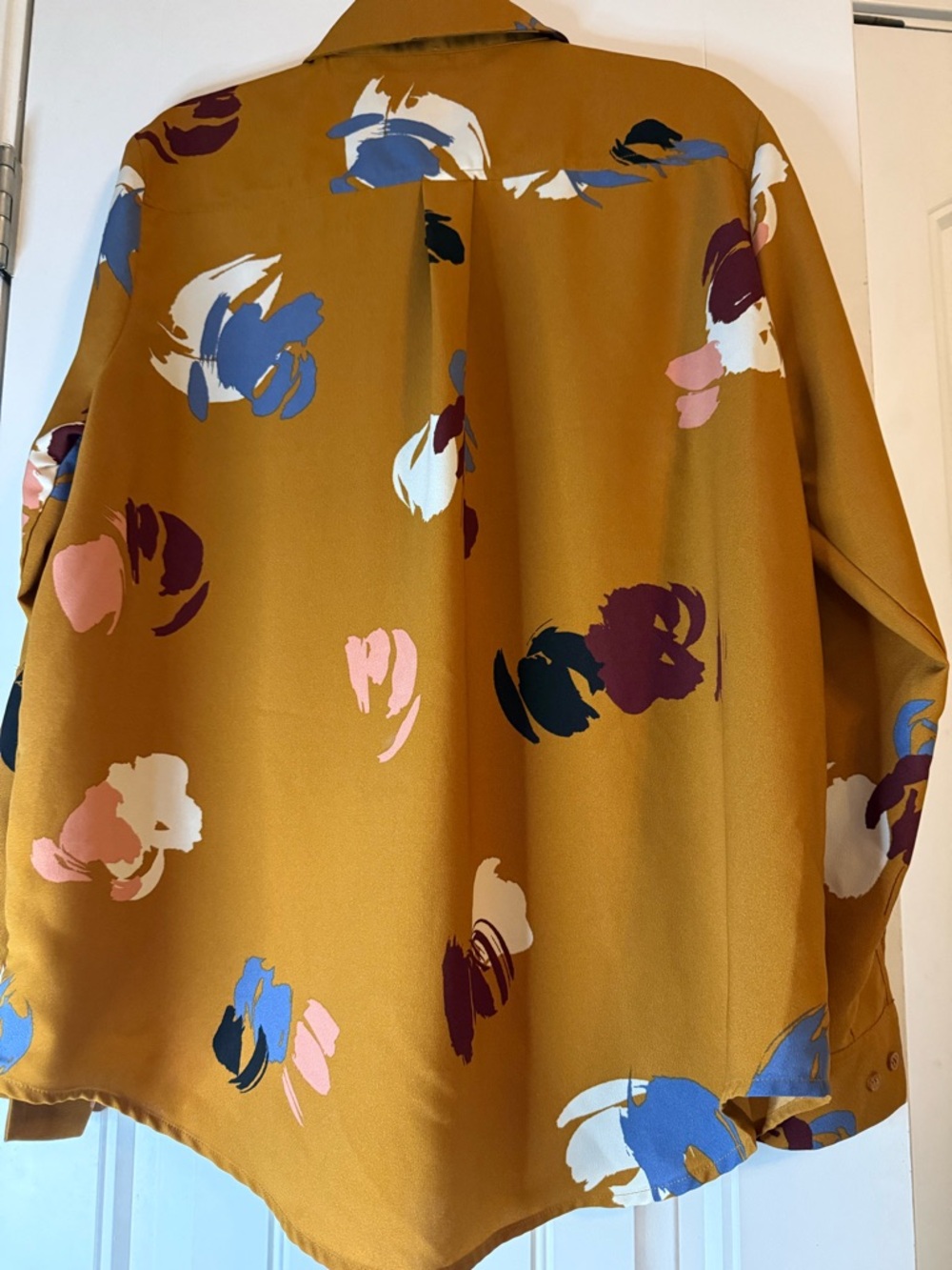 Madison Rust Brown Shirt with Navy Floral Accent - Picture 6 of 6